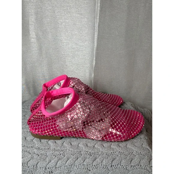 Cape Robbin‎ Rhinestone Mesh Flats Hot Pink Ballet Flats Women's Shoes Size 8 - Picture 4 of 6